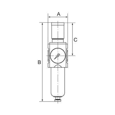 Filterregler »FUTURA-mini« Metallbehälter, Standardmanometer, VA, G 1/4", 0,5-8