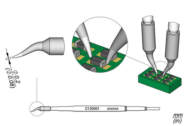 Entlötspitze Serie C120 für Dual-In-Line, C120001/0,2 mm, gerade