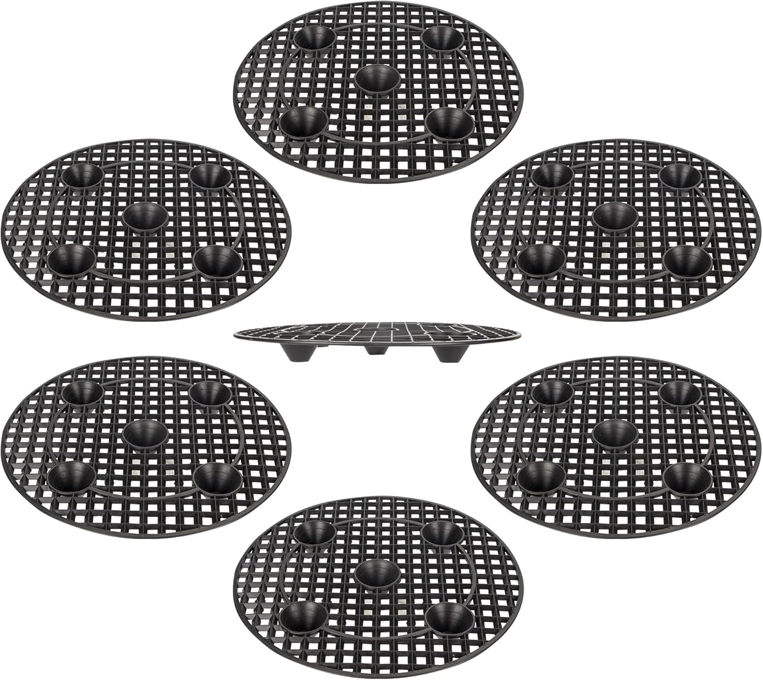6 Pflanzenständer/topferhöhungen, Robuste Ausführung, 30 Cm / 12 Zoll, Schwarzer Runder Blumentopf -fs4-