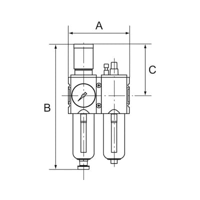 Wartungseinheit 2-teilig »FUTURA«, Metallbehälter, BG 1, G 1/4", 0,5-8 bar, HA