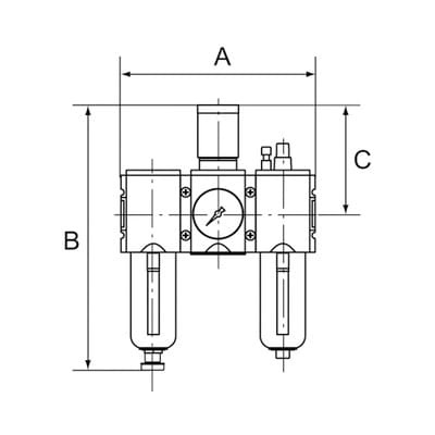 Wartungseinheit 3-teilig »FUTURA«, PC-Behälter, BG 2, G 3/8", 0,5-16 bar, HA