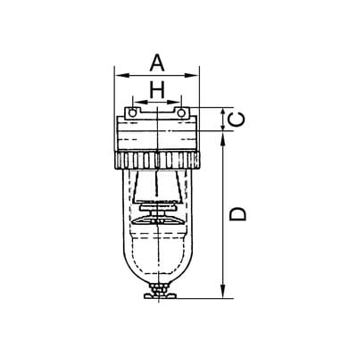 Filter »Standard«, mit Polycarbonatbehälter, 60 µm, BG 5, G 2