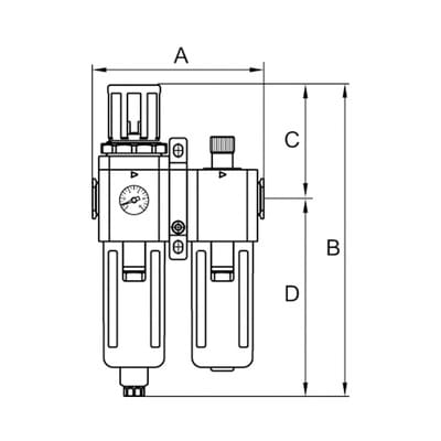 Wartungseinheit 2-teilig »GA«, PC-Behälter, BG 300, G 1/4", 1,5-9 bar, HA