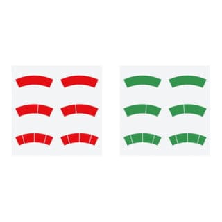 Aufkleber-Set, rote und grüne Kreisbögen, Ø-100, für Manometer