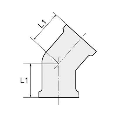Winkelstück, 45°, innen/innen, G 1/2, Druck 16 bar, Messing blank
