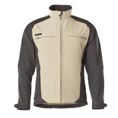 Dresden Soft Shell Jacke UNIQUE, Hellkhaki/Schwarz, Größe L