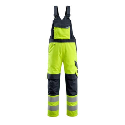 Davos Latzhose mit Knietaschen MULTISAFE, hi-vis Gelb/Schwarzblau, Größe 90C56