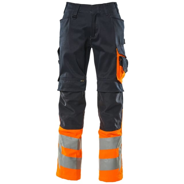 Leeds Hose mit Knietaschen SAFE SUPREME, Schwarzblau/hi-vis Orange, Größe 82C49