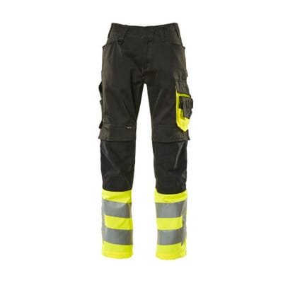 Leeds Hose mit Knietaschen SAFE SUPREME, Schwarz/hi-vis Gelb, Größe 90C60