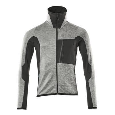 Fleecepullover mit Reißverschluss ADVANCED, Grau-meliert/Schwarz, Größe XS