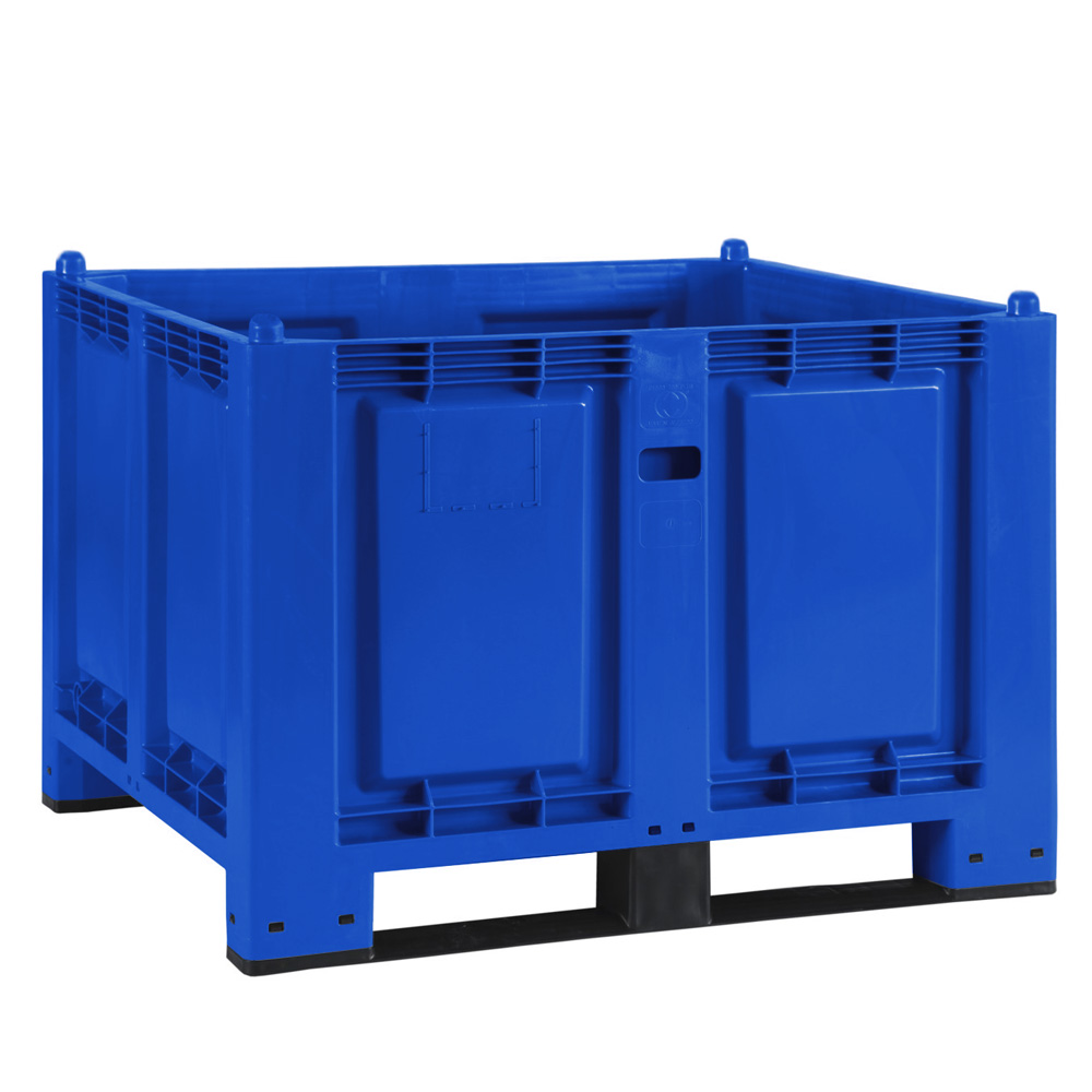 Brb Palettenbox Mit 2 Kufen, Lxbxh 1200x800x850 Mm, Blau, Boden/wände Geschlossen, Tragkraft 500 Kg