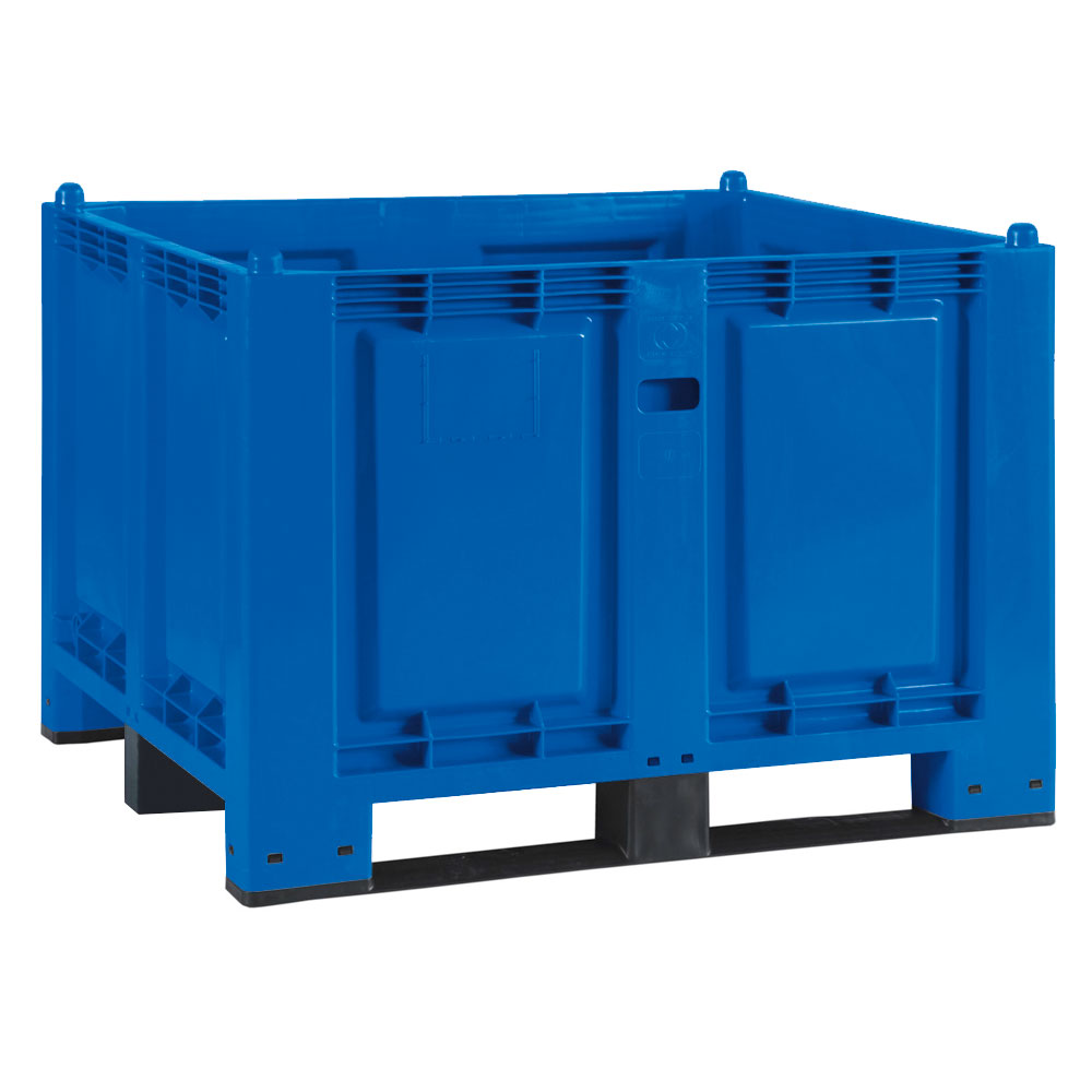 Brb Palettenbox Mit 3 Kufen, Lxbxh 1200x800x850 Mm, Blau, Boden/wände Geschlossen, Tragkraft 500 Kg