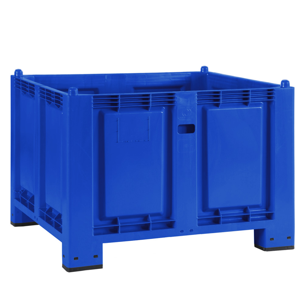 Brb Palettenbox Mit 4 Füßen, Lxbxh 1200x800x850 Mm, Blau, Boden/wände Geschlossen. Tragkraft 500 Kg