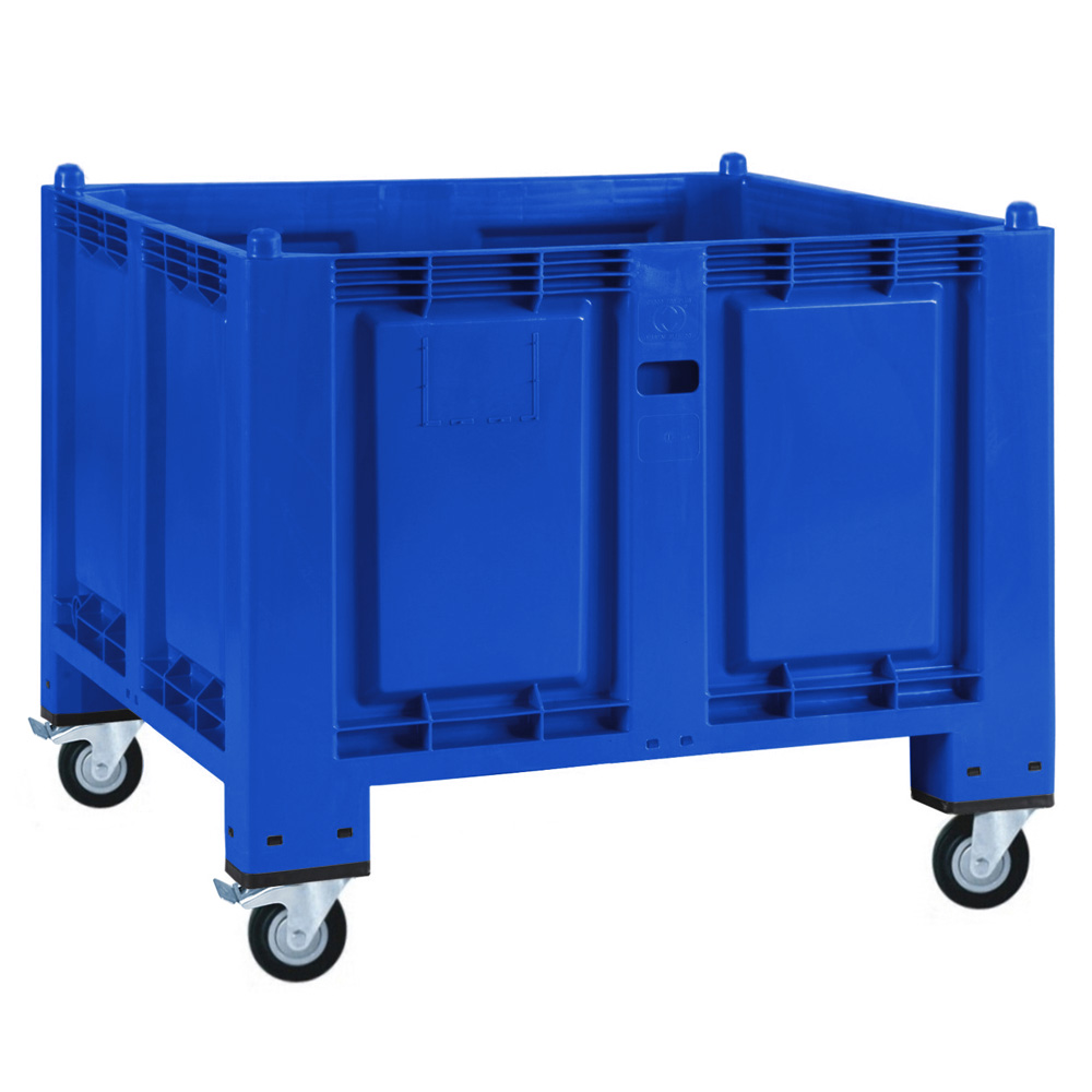 Brb Palettenbox, Blau, Mit 4 Lenkrollen, 2 Feststellbremsen, Lxbxh 1200x800x1 Mm, Lebensmittelecht