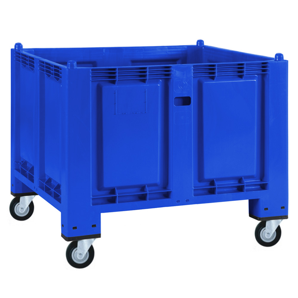 Brb Palettenbox, 4 Lenkrollen, Lxbxh 1200x800x1 Mm, Boden/wände Geschlossen (blau)
