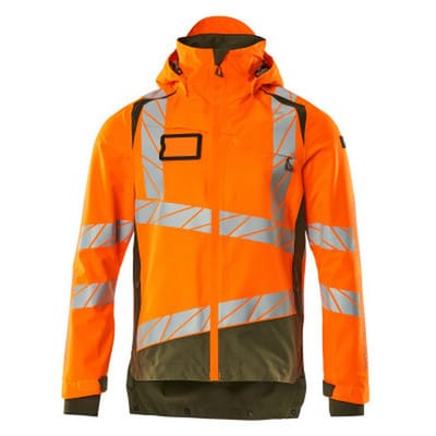 Hard Shell Jacke ACCELERATE SAFE, hi-vis Orange/Moosgrün, Größe 2XL