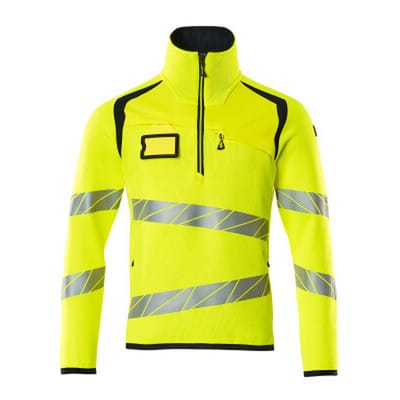 Strickpullover mit kurzem Reißverschluss - ACCELERATE SAFE - hi-vis Gelb/Schwarzblau, Gr. M