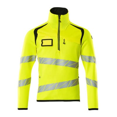 Strickpullover mit kurzem Reißverschluss - ACCELERATE SAFE - hi-vis Gelb/Schwarz, Gr. M