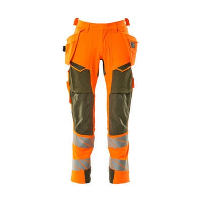 Hose mit Hängetaschen ACCELERATE SAFE, hi-vis Orange/Moosgrün, Größe 82C62