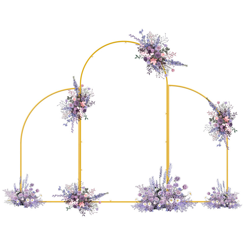 Flasidu Set Mit 3 Metall-bogenstützen, Halbkreisförmig, Zur Dekoration Mit Ballons, Blumen, Tüll, Girlanden Und Led-lichtern, Gold