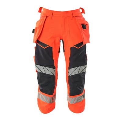 Dreiviertel-Hose mit Hängetaschen - ACCELERATE SAFE - hi-vis Rot/Schwarzblau, Gr. C62