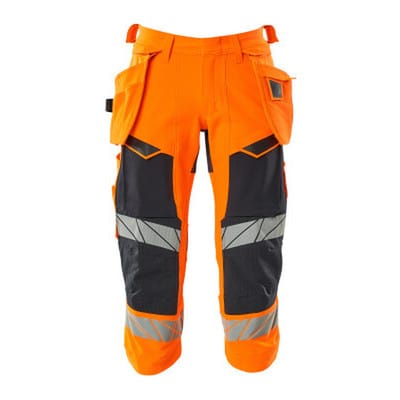 Dreiviertel-Hose mit Hängetaschen - ACCELERATE SAFE - hi-vis Orange/Schwarzblau, Gr. C56