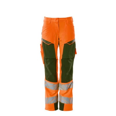 Hose mit Knietaschen ACCELERATE SAFE, hi-vis Orange/Moosgrün, Größe 82C34