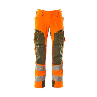 Hose mit Knietaschen ACCELERATE SAFE, hi-vis Orange/Moosgrün, Größe 82C51