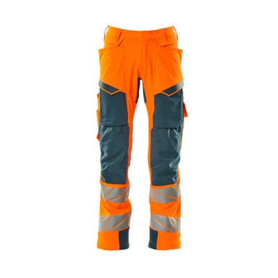 Hose mit Knietaschen ACCELERATE SAFE, hi-vis Orange/Dunkelpetroleum, Größe 90C60