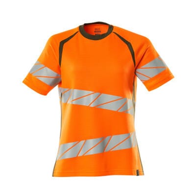 T-Shirt ACCELERATE SAFE, hi-vis Orange/Moosgrün, Größe M-ONE