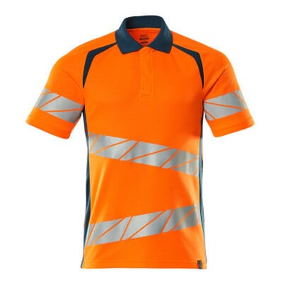 Polo-Shirt ACCELERATE SAFE, hi-vis Orange/Dunkelpetroleum, Größe 3XL-ONE