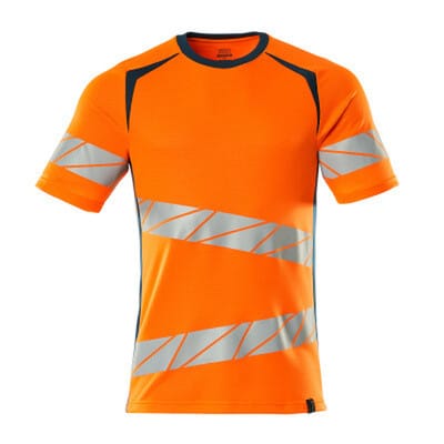 T-Shirt ACCELERATE SAFE, hi-vis Orange/Dunkelpetroleum, Größe M-ONE