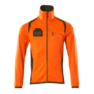 Fleecepullover mit Reißverschluss - ACCELERATE SAFE - hi-vis Orange/Moosgrün, Gr. XL