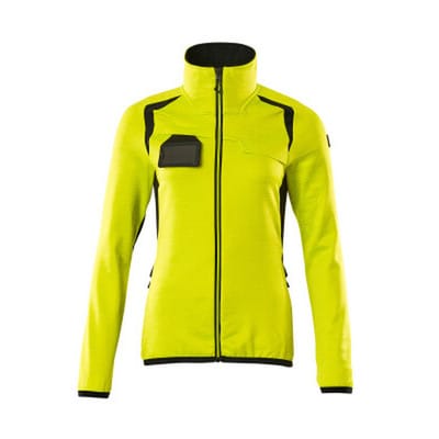 Fleecepullover mit Reißverschluss ACCELERATE SAFE, hi-vis Gelb/Schwarz, Größe XL