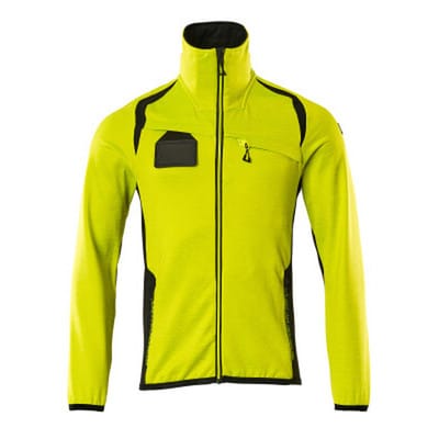 Fleecepullover mit Reißverschluss ACCELERATE SAFE, hi-vis Gelb/Schwarz, Größe S