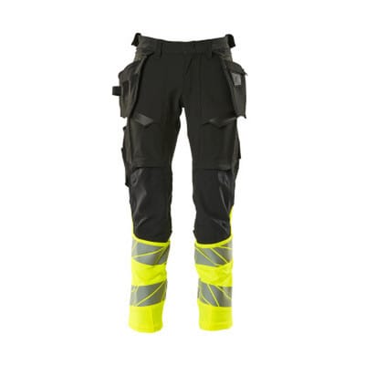 Hose mit Hängetaschen ACCELERATE SAFE, Schwarz/hi-vis Gelb, Größe 90C51