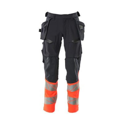Hose mit Hängetaschen ACCELERATE SAFE, Schwarzblau/hi-vis Rot, Größe 90C60