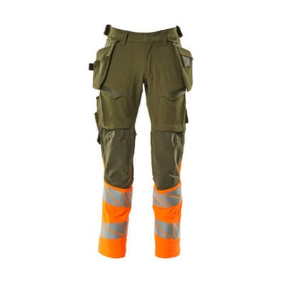 Hose mit Hängetaschen ACCELERATE SAFE, Moosgrün/hi-vis Orange, Größe 76C51
