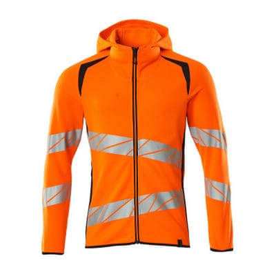 Kapuzensweatshirt mit Reißverschluss - ACCELERATE SAFE - hi-vis Orange/Schwarzblau, Gr. S