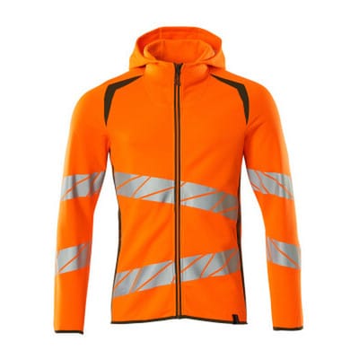 Kapuzensweatshirt mit Reißverschluss - ACCELERATE SAFE - hi-vis Orange/Moosgrün, Gr. 3XL