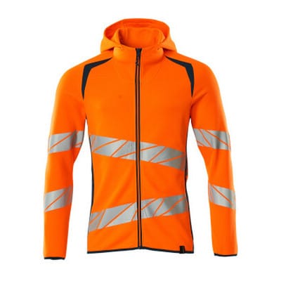 Kapuzensweatshirt mit Reißverschluss - ACCELERATE SAFE - hi-vis Orange/Dunkelpetroleum, Gr. M