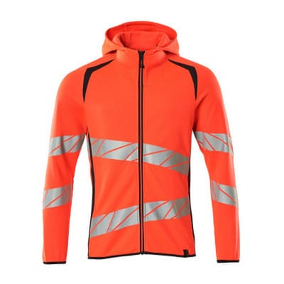 Kapuzensweatshirt mit Reißverschluss - ACCELERATE SAFE - hi-vis Rot/Schwarzblau, Gr. XL