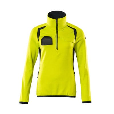 Fleecepullover mit kurzem Reißverschluss - ACCELERATE SAFE - hi-vis Gelb/Schwarzblau, Gr. L