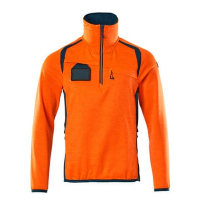Fleecepullover mit kurzem Reißverschluss - ACCELERATE SAFE - hi-vis Orange/Dunkelpetroleum, Gr. L