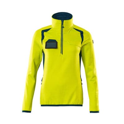Fleecepullover mit kurzem Reißverschluss - ACCELERATE SAFE - hi-vis Gelb/Dunkelpetroleum, Gr. S