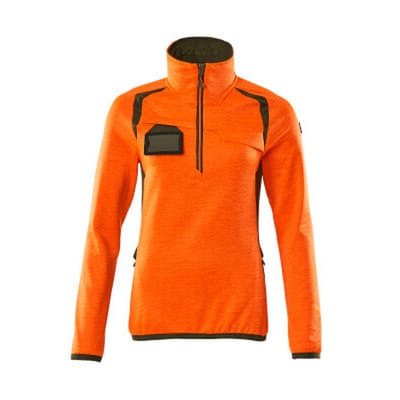 Fleecepullover mit kurzem Reißverschluss - ACCELERATE SAFE - hi-vis Orange/Moosgrün, Gr. 2XL