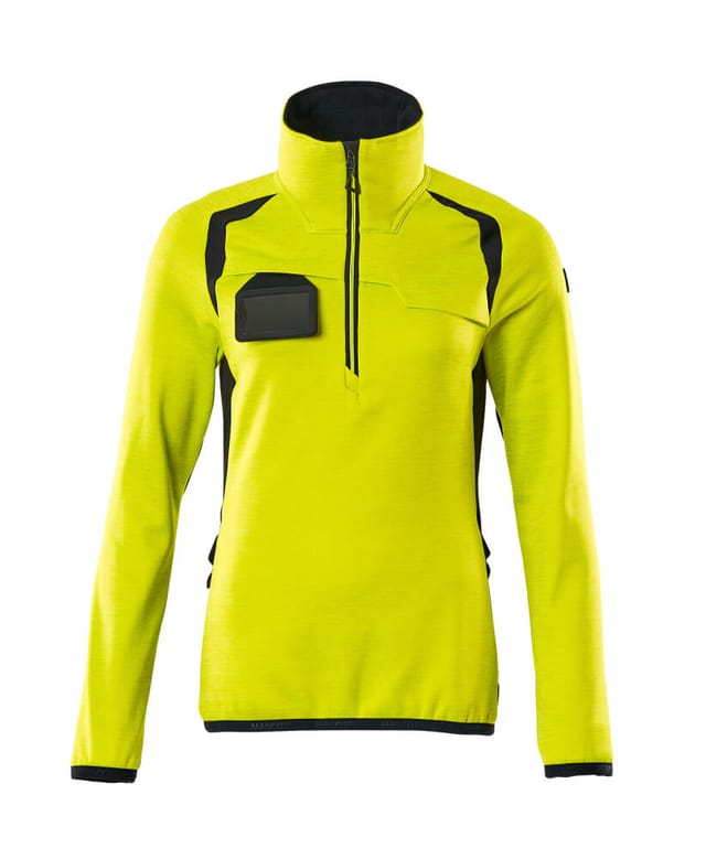 Fleecepullover mit kurzem Reißverschluss - ACCELERATE SAFE - hi-vis Gelb/Schwarzblau, Gr. XL