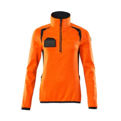 Fleecepullover mit kurzem Reißverschluss - ACCELERATE SAFE - hi-vis Orange/Schwarzblau, Gr. 3XL