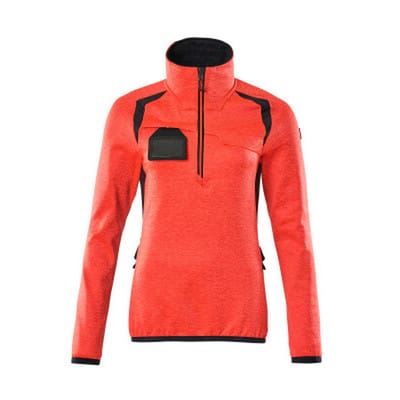 Fleecepullover mit kurzem Reißverschluss - ACCELERATE SAFE - hi-vis Rot/Schwarzblau, Gr. L