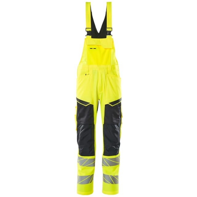 Latzhose mit Knietaschen ACCELERATE SAFE, hi-vis Gelb/Schwarzblau, Größe 76C54